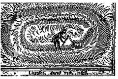 crop circle depiction of the mowing devil from 1647